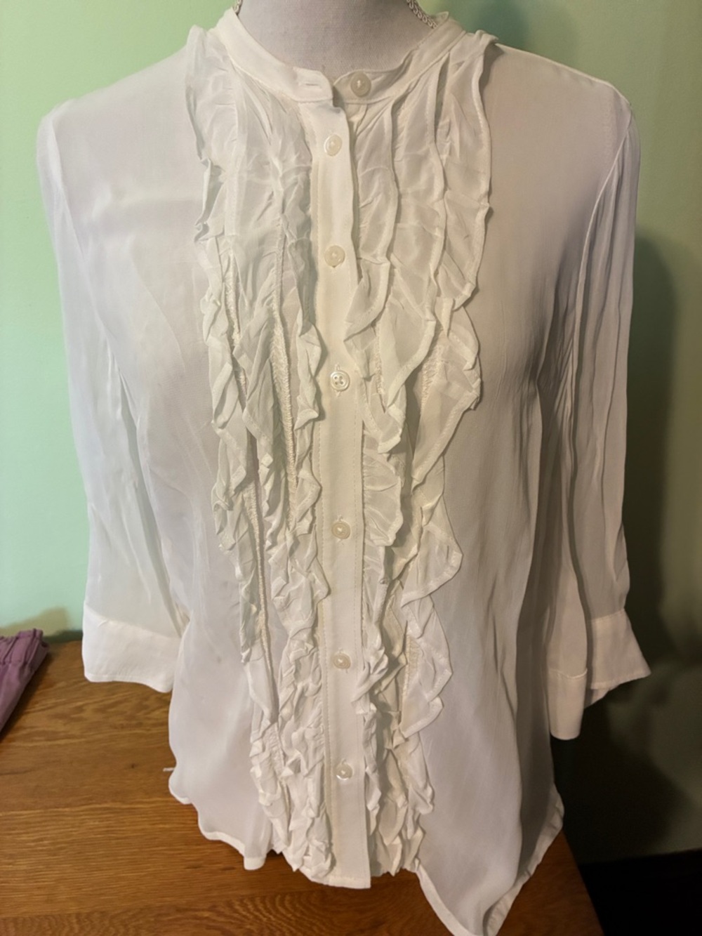 Maeve ruffled sheer blouse, size S in EUC